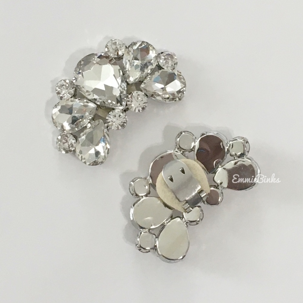 New 2 Piece Rhinestone Crystal Shoe Clips / Bridal Formal Shoe Accent Jewelry - Picture 10 of 16